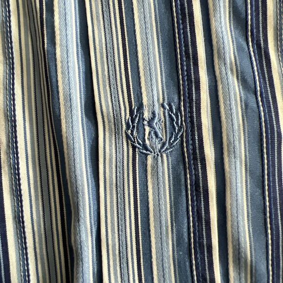 Bugatchi Uomo Dress Shirt Blue Striped Classic Fit Button Up Mens Size Large L - Picture 9 of 11